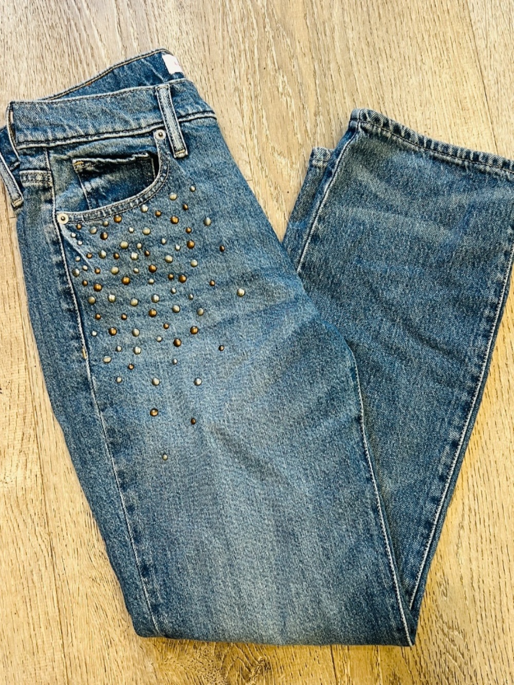 LUCKY BRAND Zoe High Rise Straight Studded Jeans 2/26A Ankle Embellished cowgirl